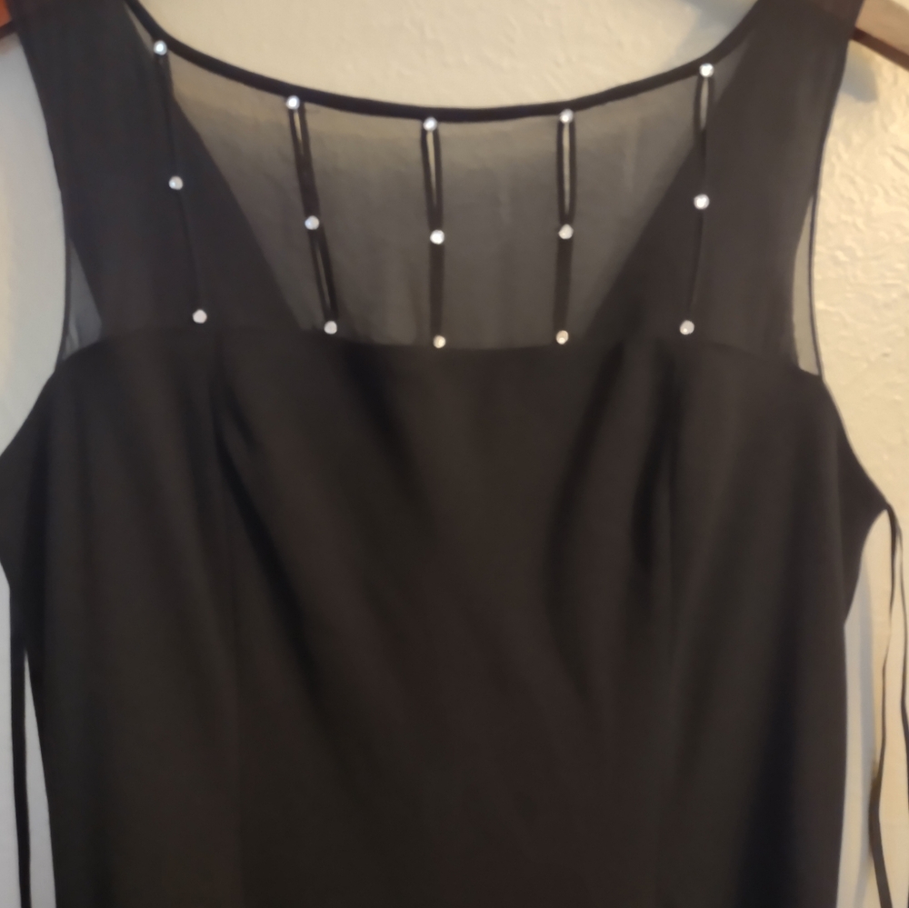 Evan-Picone Black Rhinestone Embellished Drape Back Dress Size 16 - Picture 4 of 16